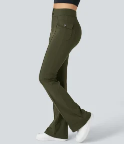 Cargo Pants|High-Waisted Pants<HALARA High Waisted Side Flap Pocket Flare Casual Cargo Pants