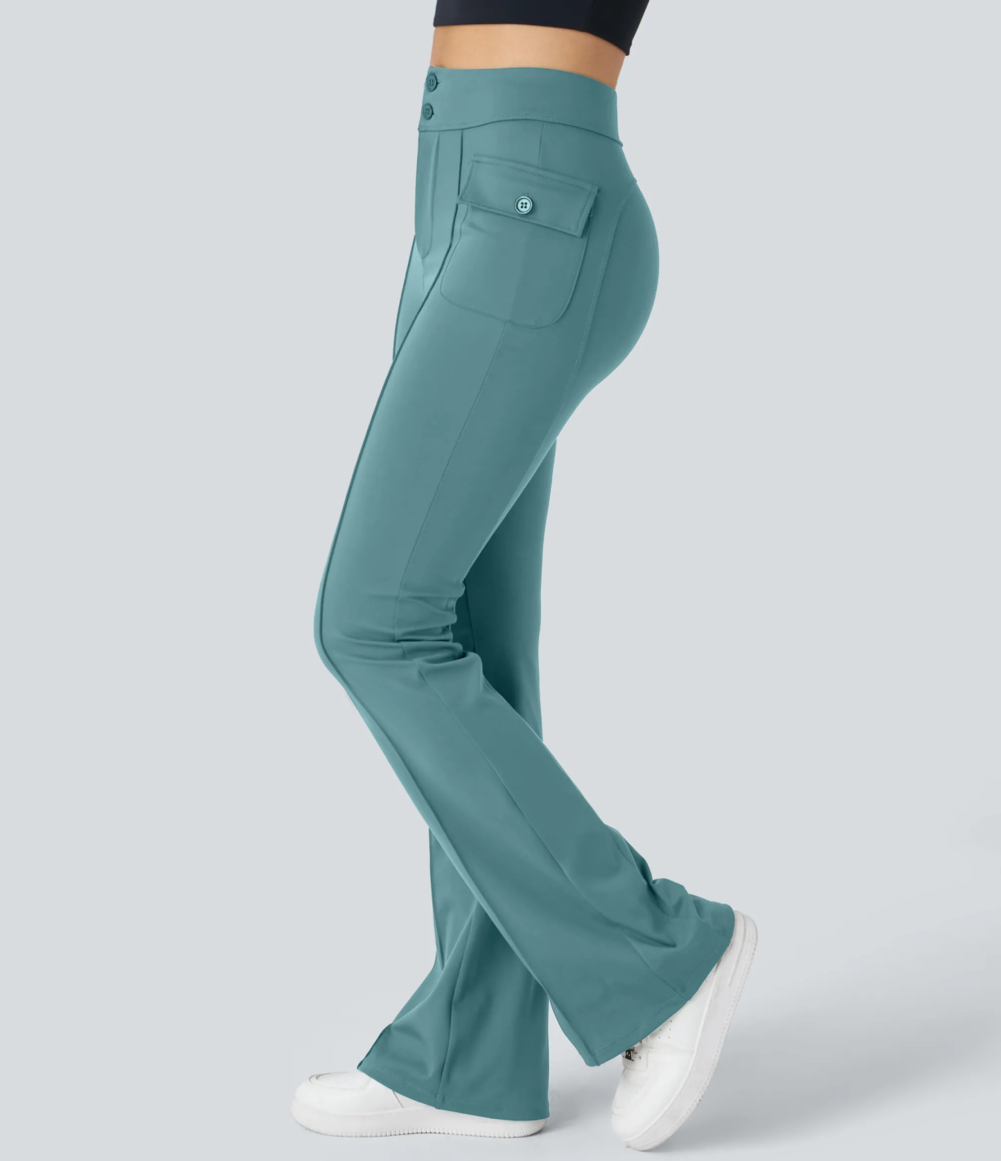 Cargo Pants|High-Waisted Pants<HALARA High Waisted Side Flap Pocket Flare Casual Cargo Pants