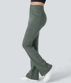 Cargo Pants|High-Waisted Pants<HALARA High Waisted Side Flap Pocket Flare Casual Cargo Pants