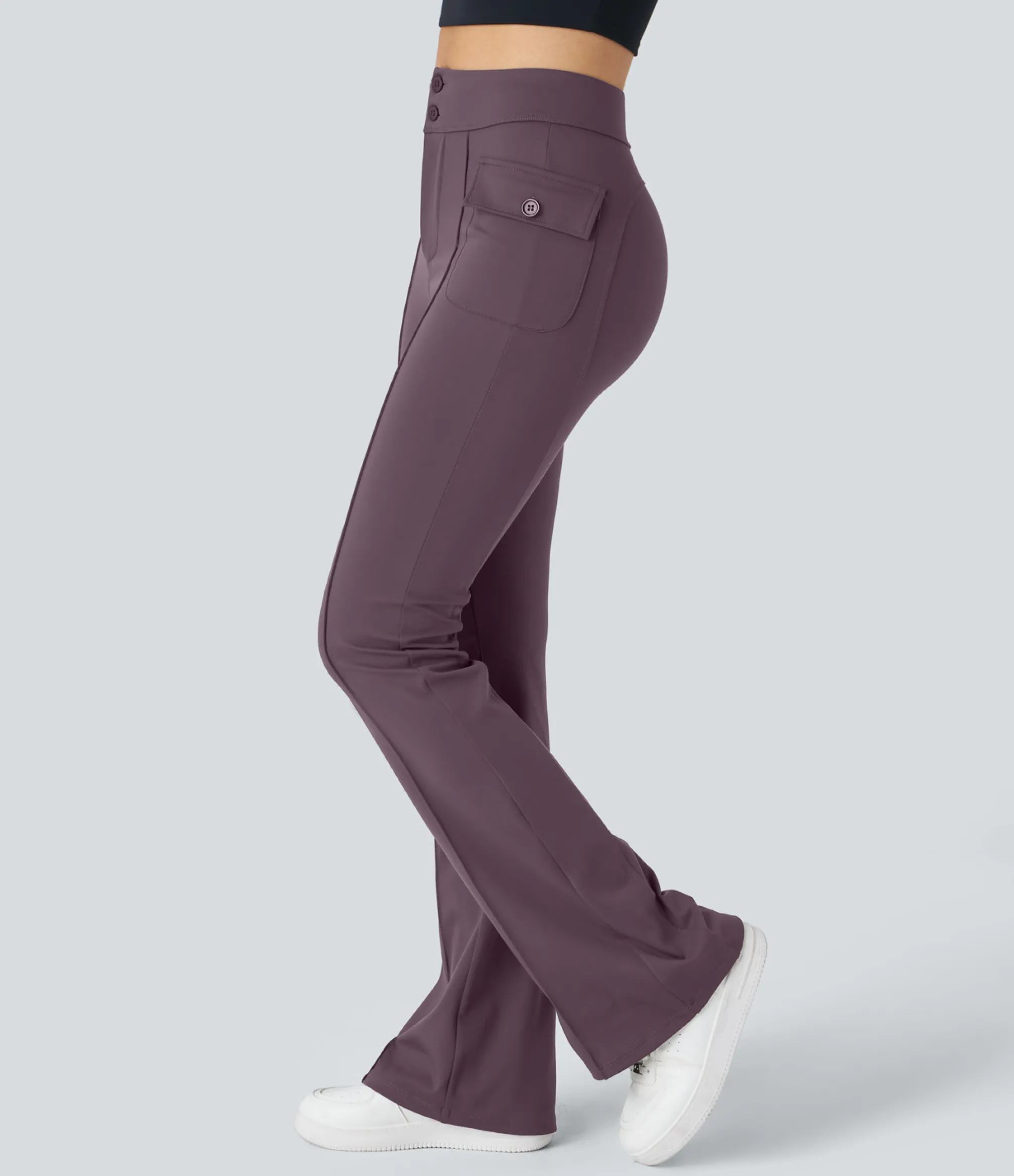 Cargo Pants|High-Waisted Pants<HALARA High Waisted Side Flap Pocket Flare Casual Cargo Pants