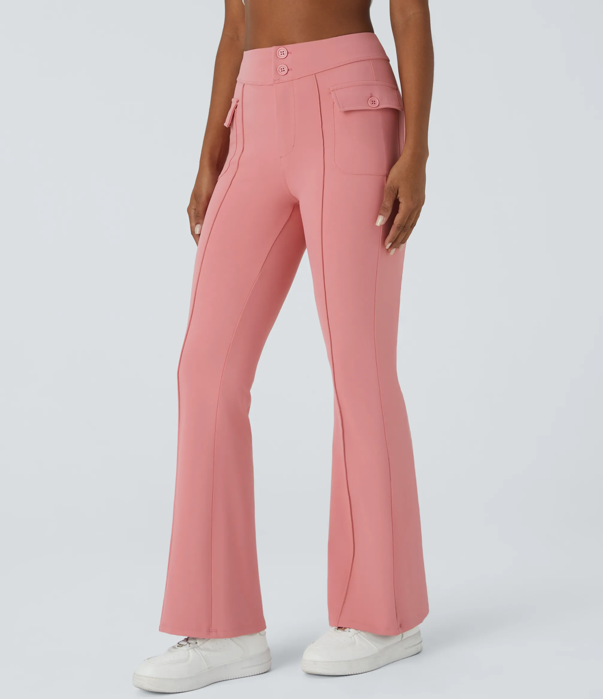 Cargo Pants|High-Waisted Pants<HALARA High Waisted Side Flap Pocket Flare Casual Cargo Pants