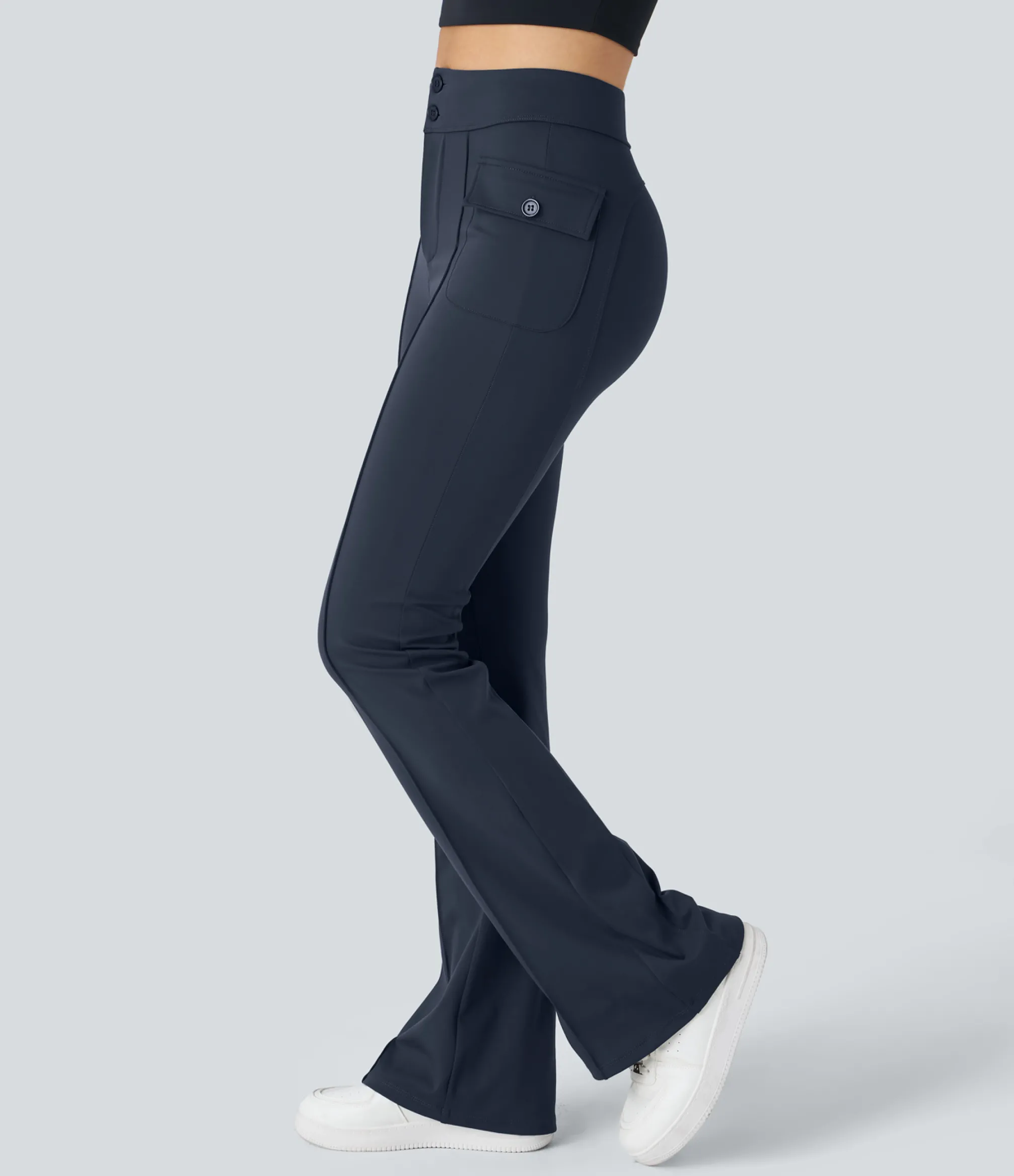 Cargo Pants|High-Waisted Pants<HALARA High Waisted Side Flap Pocket Flare Casual Cargo Pants
