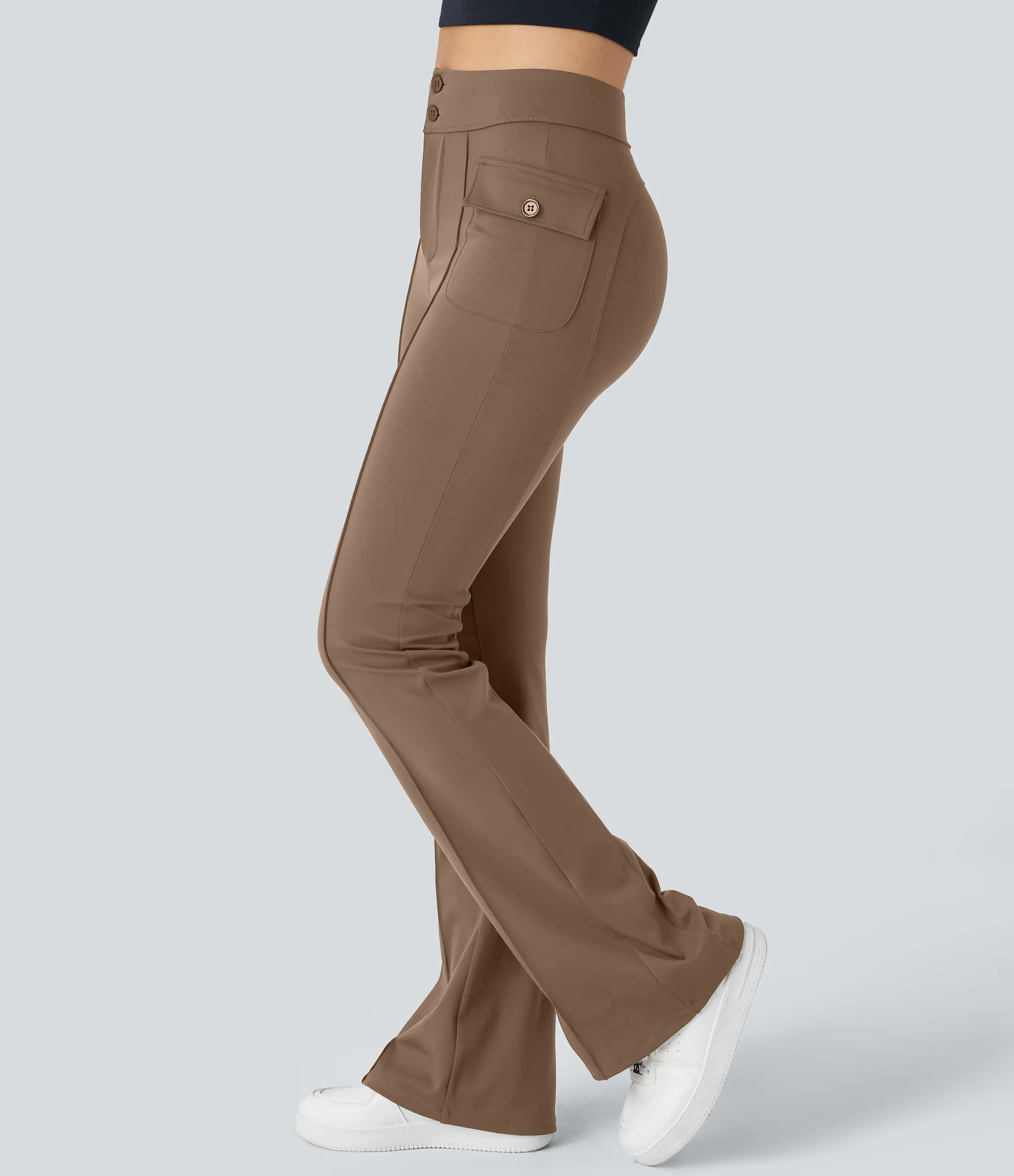 Cargo Pants|High-Waisted Pants<HALARA High Waisted Side Flap Pocket Flare Casual Cargo Pants