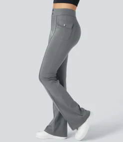 Cargo Pants|High-Waisted Pants<HALARA High Waisted Side Flap Pocket Flare Casual Cargo Pants