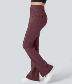 Cargo Pants|High-Waisted Pants<HALARA High Waisted Side Flap Pocket Flare Casual Cargo Pants