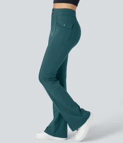 Cargo Pants|High-Waisted Pants<HALARA High Waisted Side Flap Pocket Flare Casual Cargo Pants