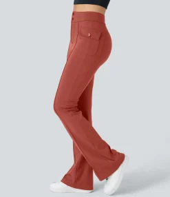 Cargo Pants|High-Waisted Pants<HALARA High Waisted Side Flap Pocket Flare Casual Cargo Pants