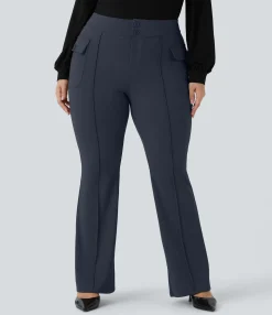 Cargo Pants|Flare Pants<HALARA High Waisted Side Flap Pocket Flare Plus Size Casual Cargo Pants