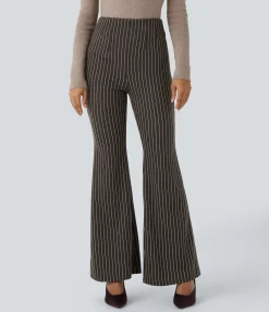 High-Waisted Pants|Flare Pants<HALARA High Waisted Side Zip Pocket Flare Stripe Casual Pants
