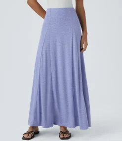 Maxi & Midi Skirts|Casual Skirts<HALARA High Waisted Side Zipper Maxi Casual Flare Skirt