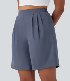 Shorts<HALARA High Waisted Side Zipper Pockets Work Bermuda Shorts
