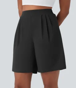 Shorts<HALARA High Waisted Side Zipper Pockets Work Bermuda Shorts