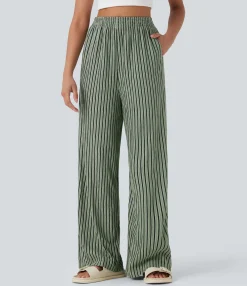 High-Waisted Pants|Straight-Leg Pants<HALARA High Waisted Straight Leg Crinkle Casual Pants with Pockets