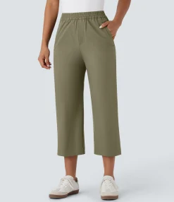 High-Waisted Pants|Straight-Leg Pants<HALARA High Waisted Straight Leg Capri Casual Pants with Pockets