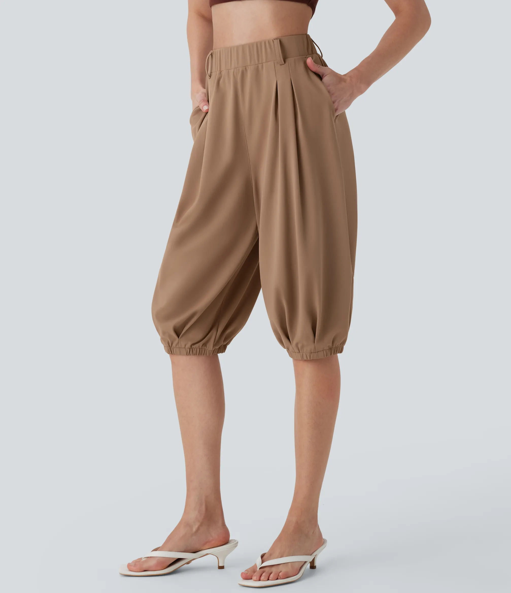 High-Waisted Pants|Pants<HALARA High Waisted Tapered Casual Pedal Pusher Pants with Pockets
