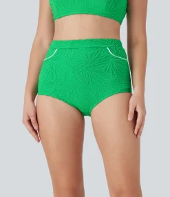 Beachwear<HALARA High Waisted Texture Bikini Bottom Swimsuit