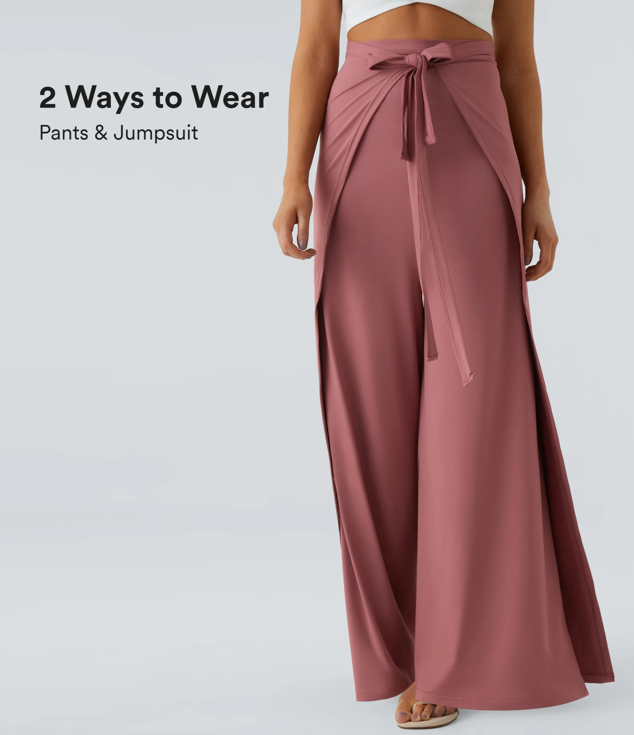 High-Waisted Pants|Wide-Leg Pants<HALARA High Waisted Tie Front Hem Palazzo Wide Leg Flowy Casual Pants