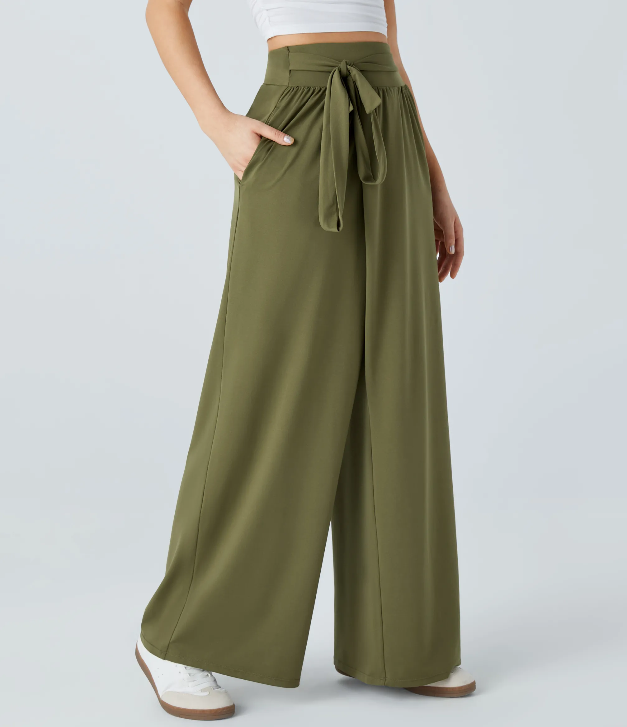High-Waisted Pants|Pants<HALARA High Waisted Tie Pocket Wide Leg Casual Pants