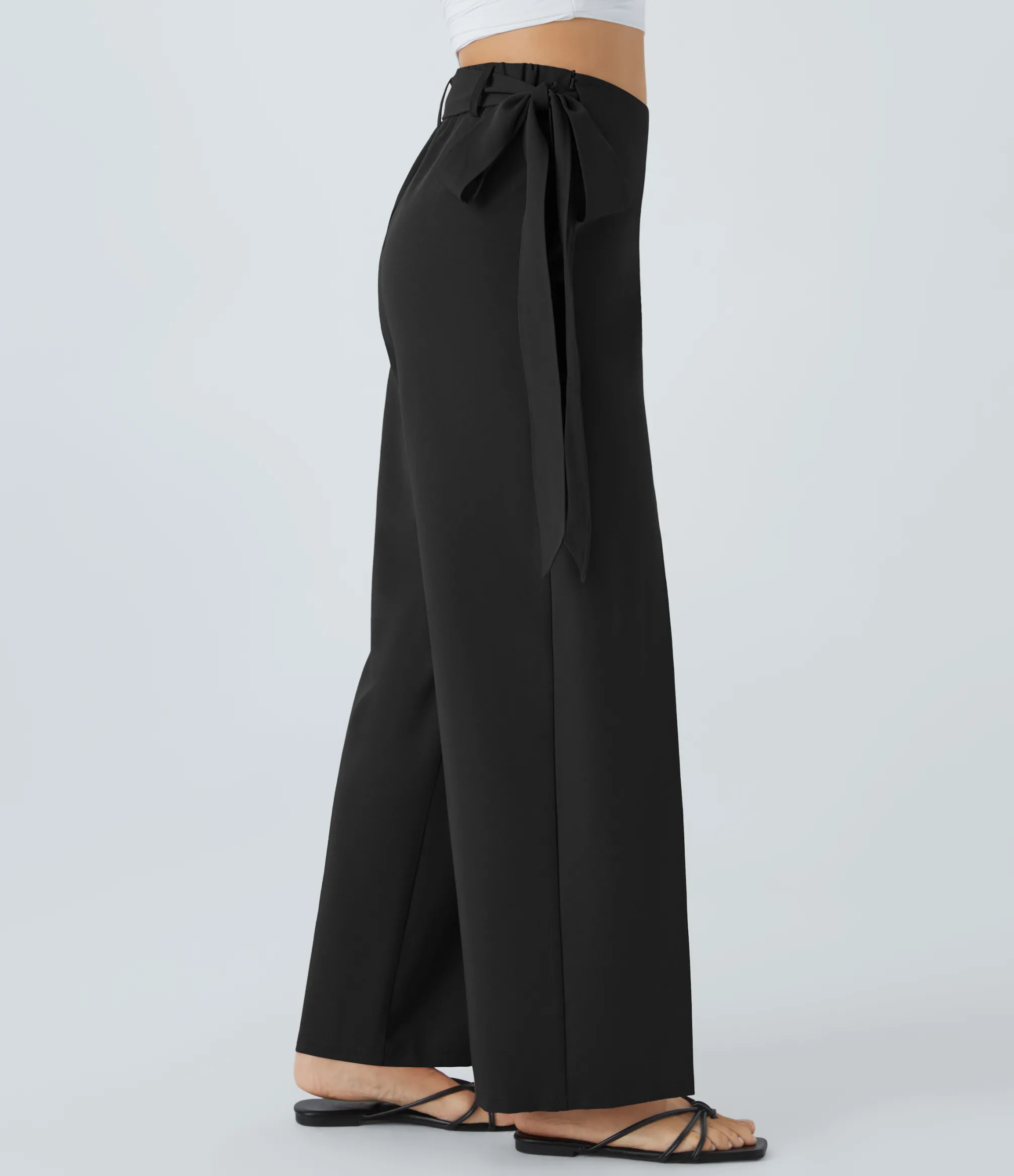 Straight-Leg Pants|High-Waisted Pants<HALARA High Waisted Tie Side Pocket Straight Leg Pants
