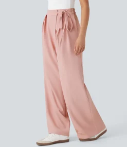Pants|High-Waisted Pants<HALARA High Waisted Tie Side Wide Leg Work Pants with Pockets