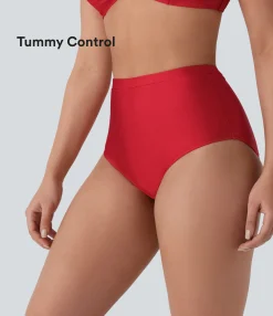 Beachwear<HALARA High Waisted Tummy Control Sheen Bikini Bottom Swimsuit