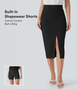 Maxi & Midi Skirts|Casual Skirts<HALARA High Waisted Tummy Control Butt Lifting Casual Bodycon Skirt with Built-in Shapewear Shorts