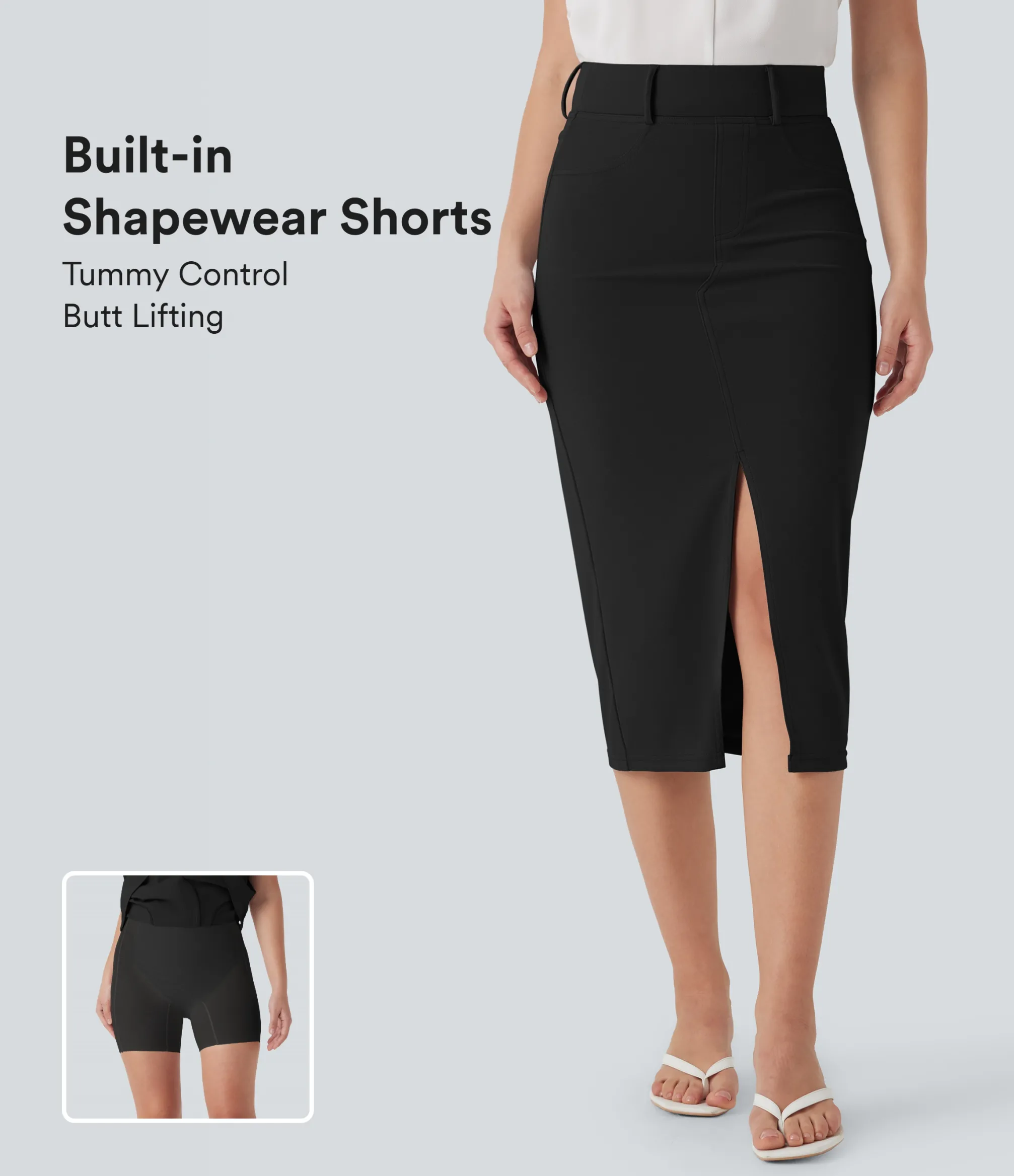 Maxi & Midi Skirts|Casual Skirts<HALARA High Waisted Tummy Control Butt Lifting Casual Bodycon Skirt with Built-in Shapewear Shorts