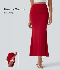 Skirts<HALARA High Waisted Tummy Control Butt Lifting 2-in-1 Midi Casual Mermaid Skirt