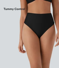 Beachwear<HALARA High Waisted Tummy Control Sheen Bikini Bottom Swimsuit