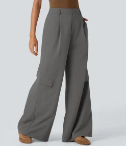 High-Waisted Pants|Wide-Leg Pants<HALARA High Waisted Wide Leg Casual Cargo Pants with Pockets