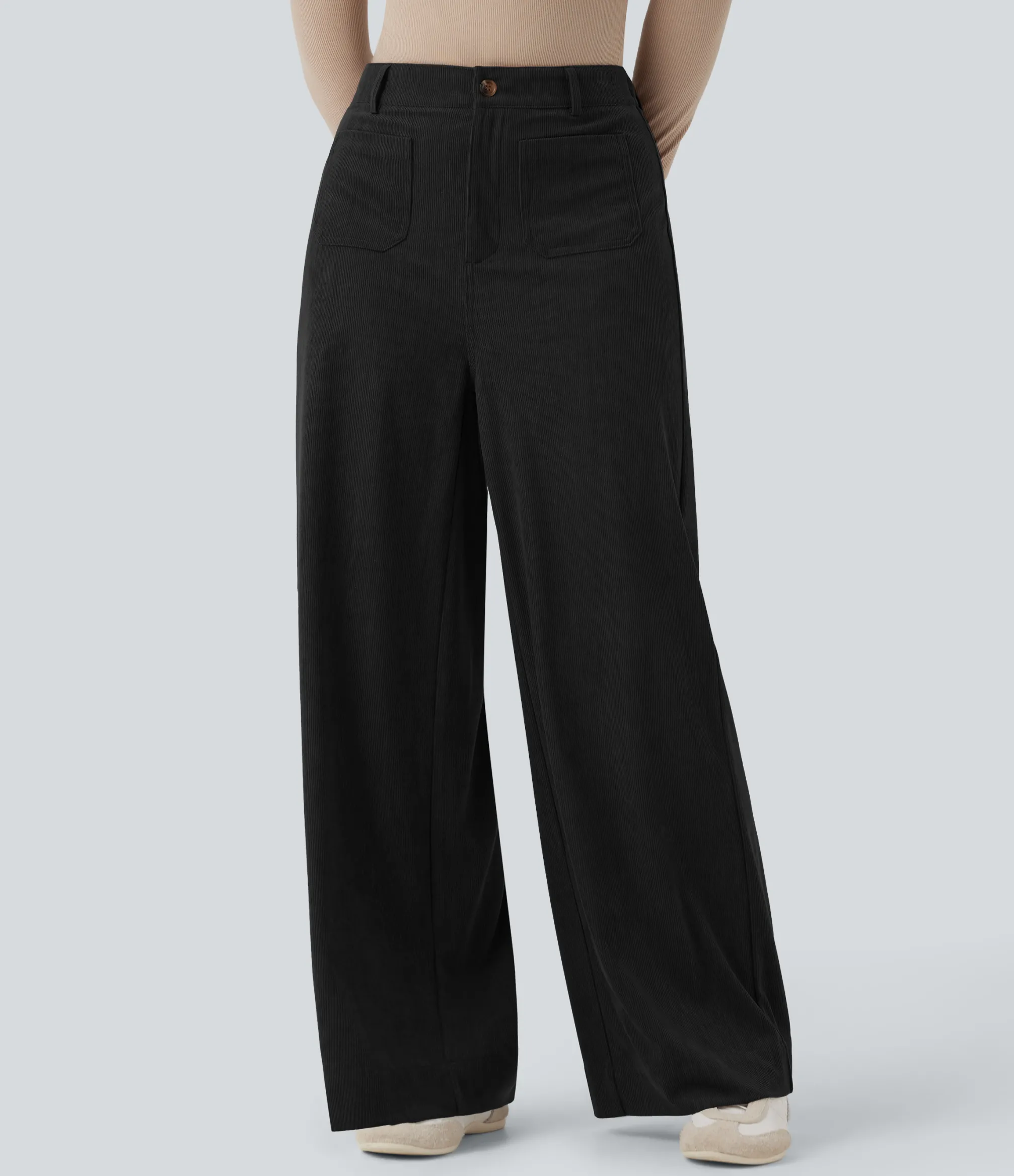 Pants|High-Waisted Pants<HALARA High Waisted Wide Leg Casual Corduroy Pants with Pockets
