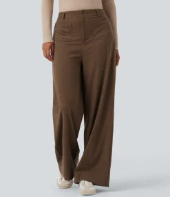 Pants|High-Waisted Pants<HALARA High Waisted Wide Leg Casual Corduroy Pants with Pockets