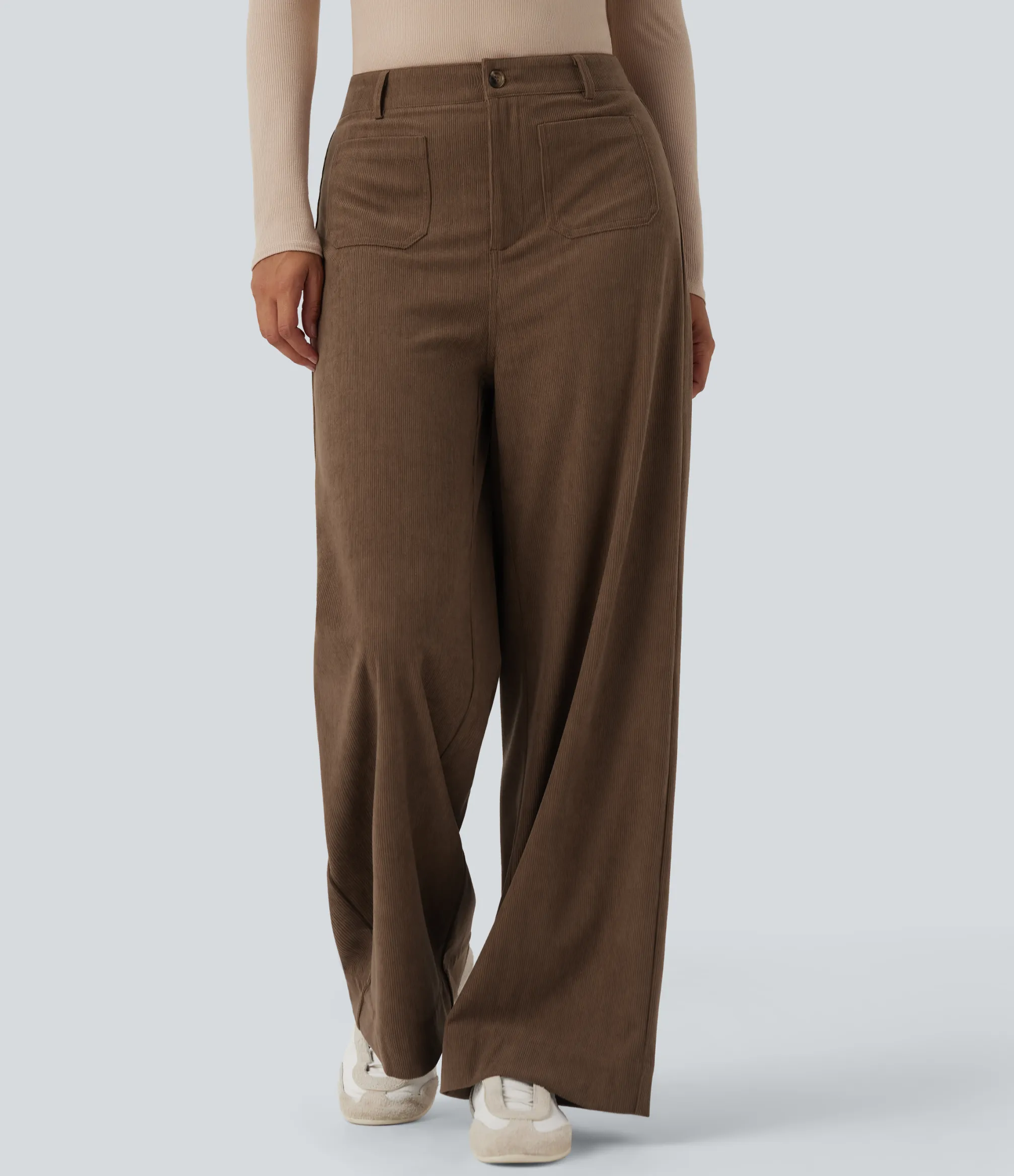 Pants|High-Waisted Pants<HALARA High Waisted Wide Leg Casual Corduroy Pants with Pockets