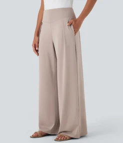 High-Waisted Pants|Wide-Leg Pants<HALARA High Waisted Wide Leg Casual Pants with Pockets
