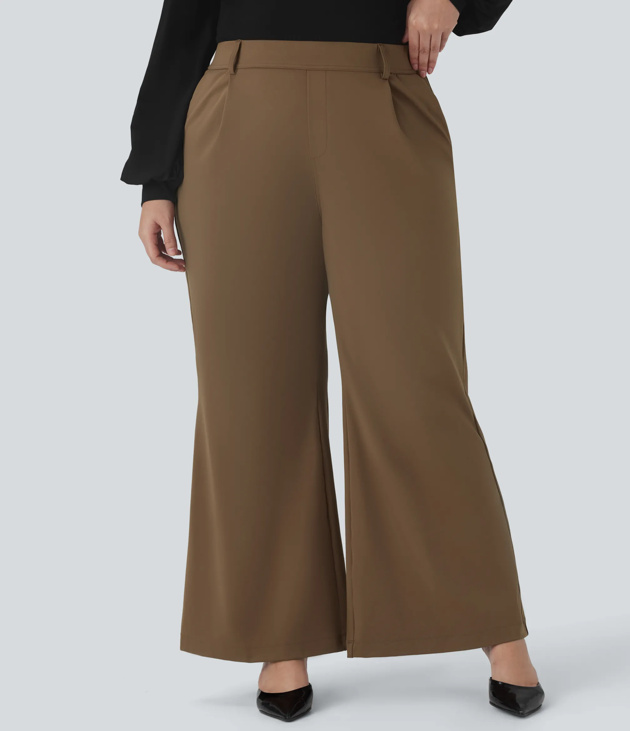 Flare Pants|Plus Size<HALARA High Waisted Work Plus Size Flare Pants with Pockets
