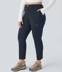 Cargo Pants|Plus Size<HALARA High Waisted Zipper Pockets Solid Slim Hiking Plus Size Cargo Pants