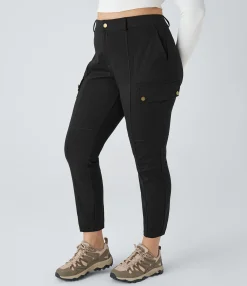Cargo Pants|Plus Size<HALARA High Waisted Zipper Pockets Solid Slim Hiking Plus Size Cargo Pants