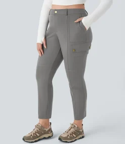 Cargo Pants|Plus Size<HALARA High Waisted Zipper Pockets Solid Slim Hiking Plus Size Cargo Pants