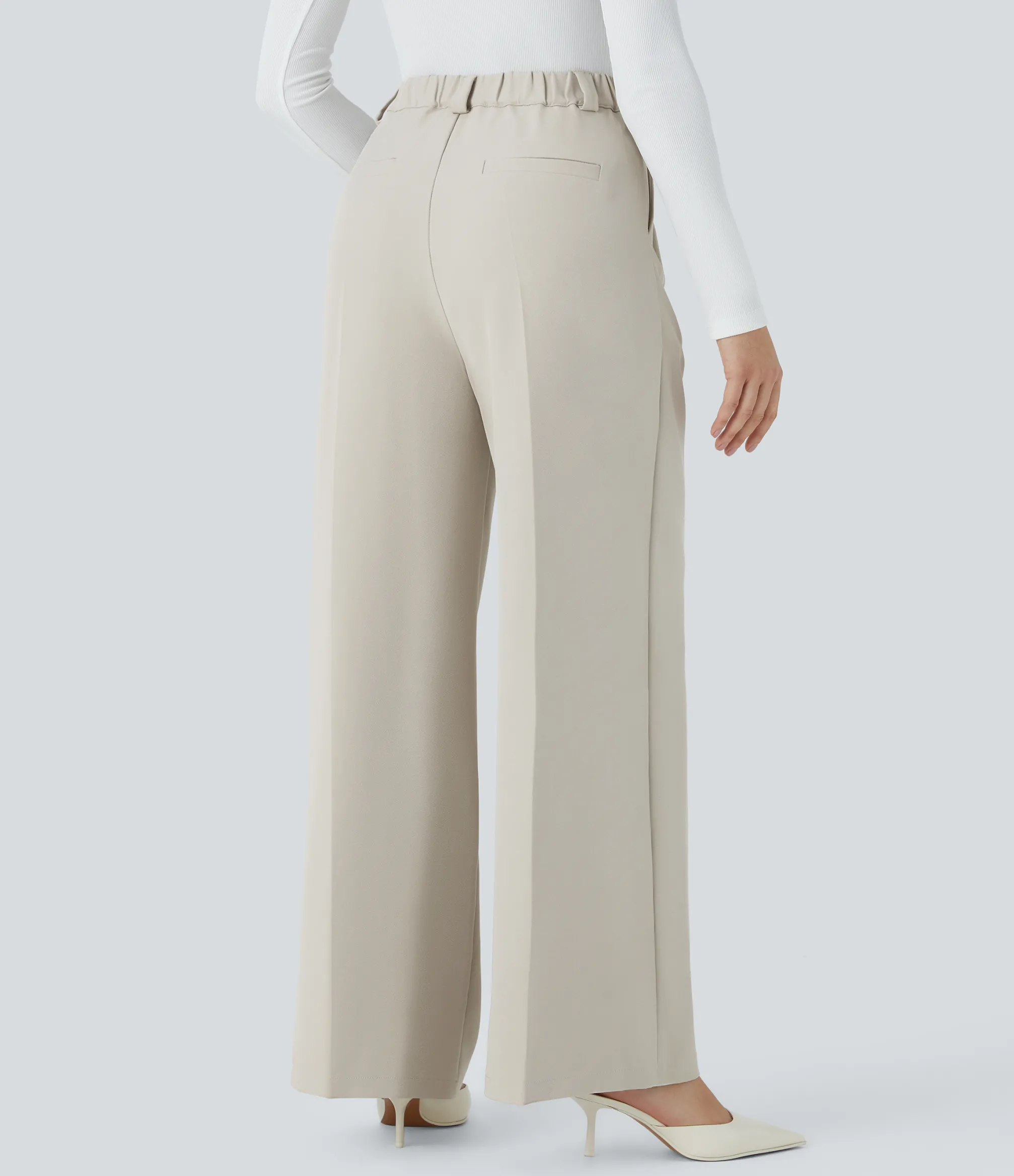 Work Pants|High-Waisted Pants<HALARA High Waisted Zipper Pocket Wide Leg Work Pants