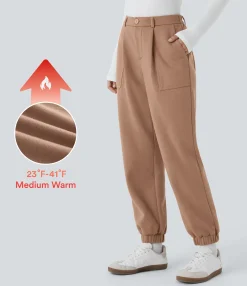 Joggers|Joggers<HALARA High Waisted Zipper Pocket Fleece Casual Joggers