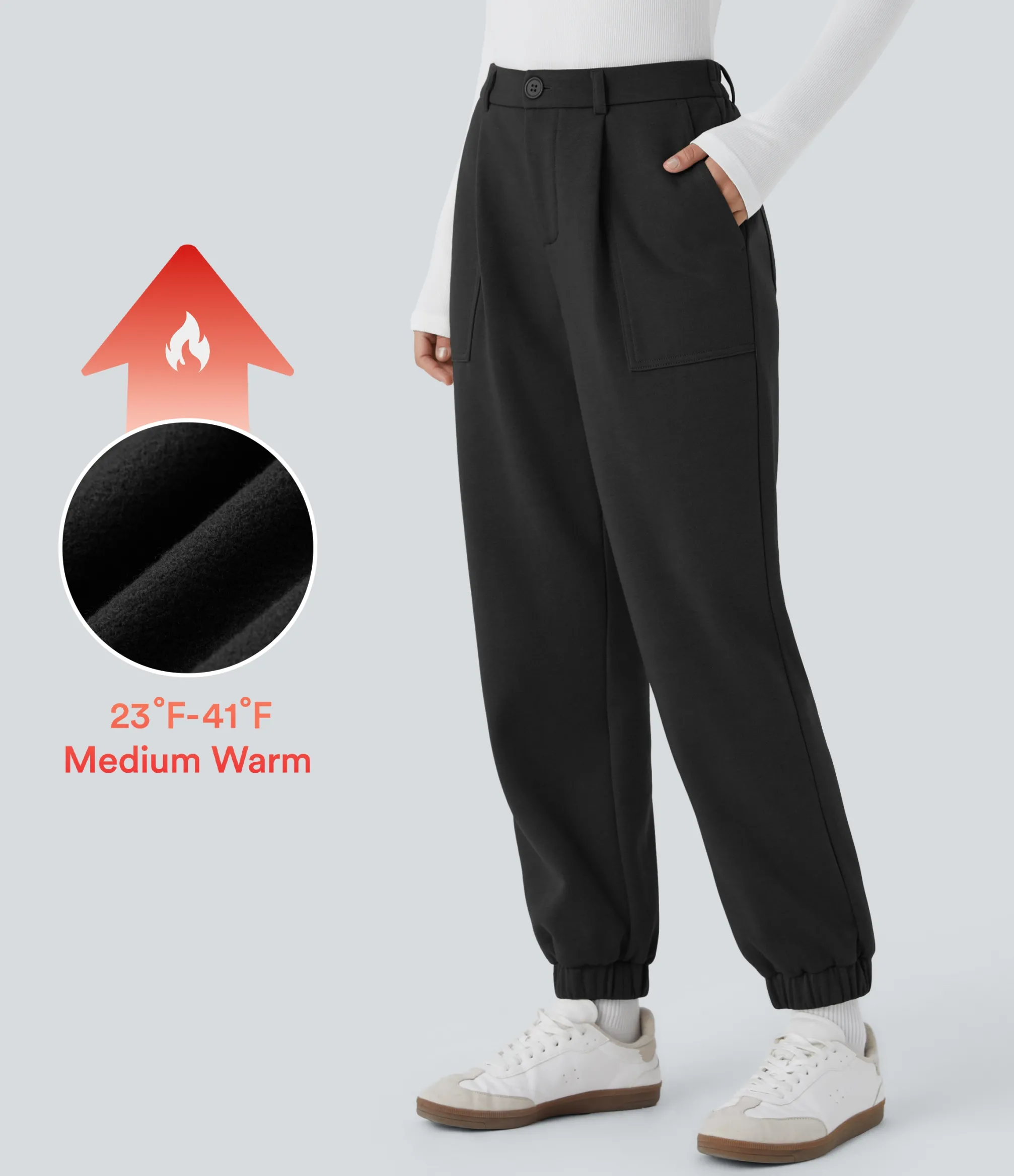 Joggers|Joggers<HALARA High Waisted Zipper Pocket Fleece Casual Joggers