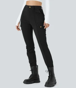 High-Waisted Pants|Cargo Pants<HALARA High Waisted Zipper Pockets Solid Skinny Cargo Pants