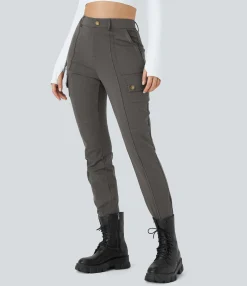 High-Waisted Pants|Cargo Pants<HALARA High Waisted Zipper Pockets Solid Skinny Cargo Pants