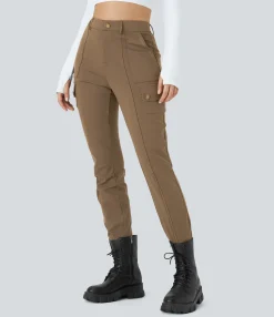 High-Waisted Pants|Cargo Pants<HALARA High Waisted Zipper Pockets Solid Skinny Cargo Pants