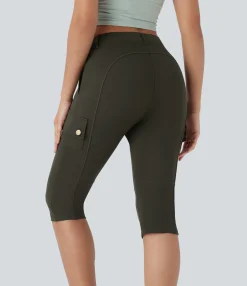 Cargo Pants|High-Waisted Pants<HALARA High Waisted Zipper Pockets Solid Skinny Pedal Pusher Casual Cargo Pants