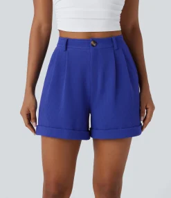 Shorts<HALARA High Waisted Zipper Pocket Waffle Casual Shorts