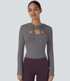 Sweatshirts & Hoodies<HALARA Hooded Drawstring Cut Out Casual Hoodie Sweatshirt