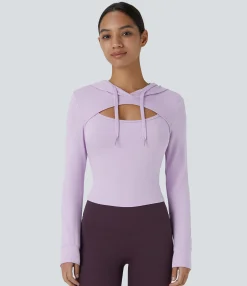 Sweatshirts & Hoodies<HALARA Hooded Drawstring Cut Out Casual Hoodie Sweatshirt