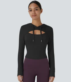 Sweatshirts & Hoodies<HALARA Hooded Drawstring Cut Out Casual Hoodie Sweatshirt