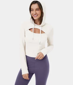 Sweatshirts & Hoodies<HALARA Hooded Drawstring Cut Out Casual Hoodie Sweatshirt